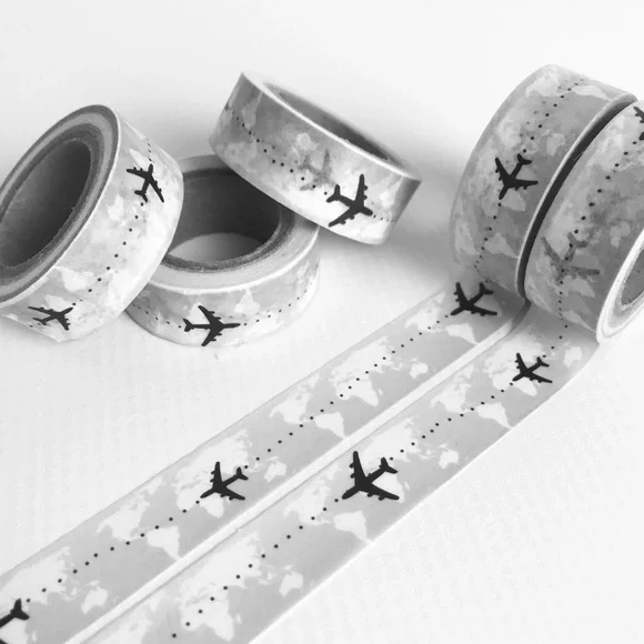 Fly Around The World, Jet Plane, Washi Tape, 1 Roll, No Longer In Print - Picture 4 of 4